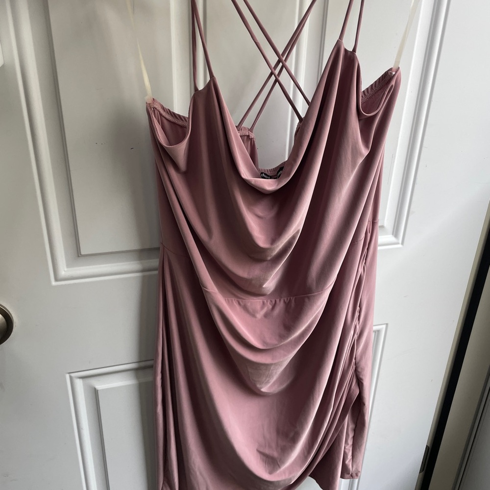Charlotte Russe Mauve Slip Dress with Cowl Neck, 2X